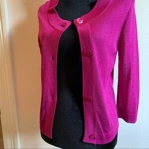 JONES NEW YORK fuchsia pink magenta round neck cardigan new without tags